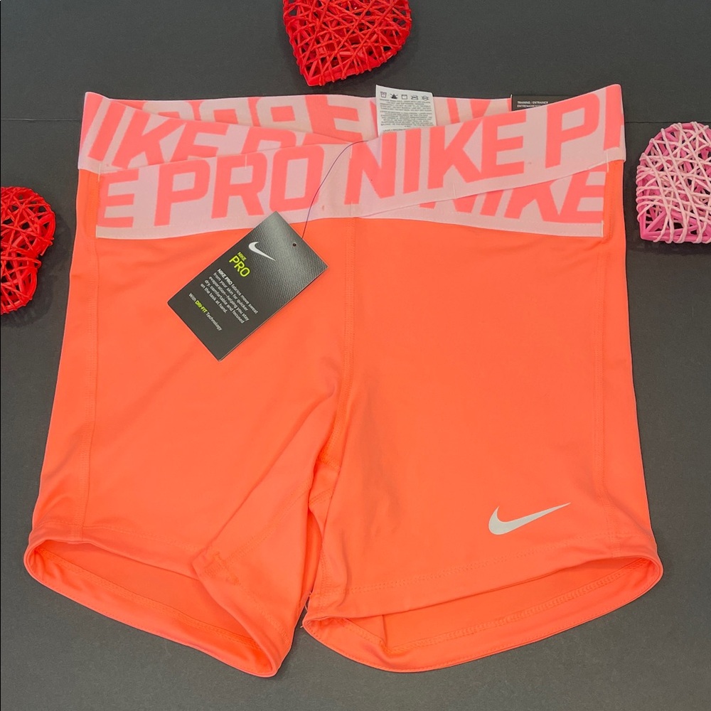NWT Nike  Pro Women's Bright Orange Training Shorts Size Medium